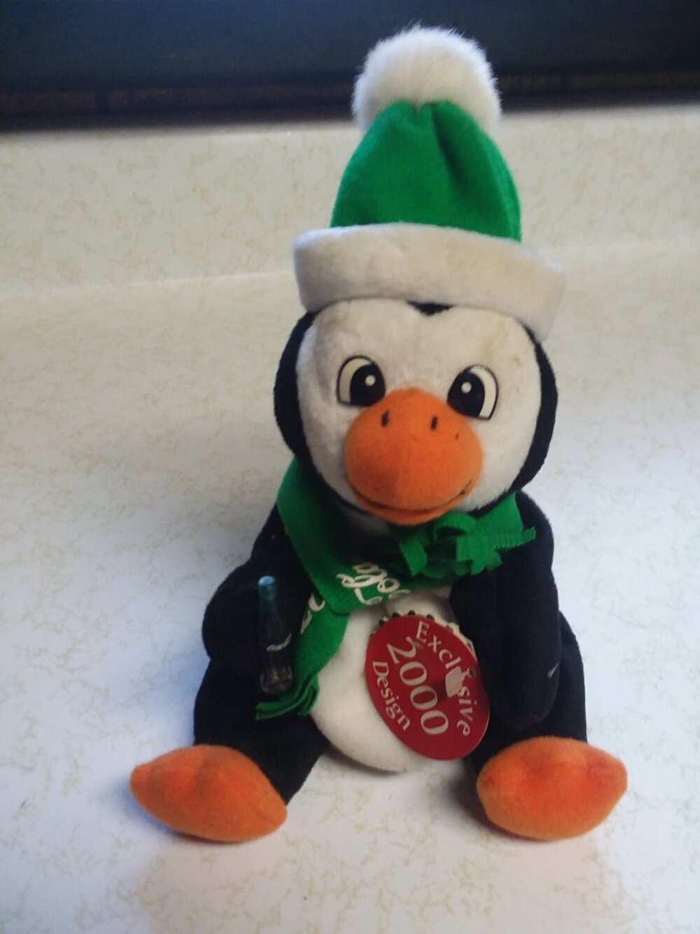 Coca Cola Exclusive Design Bean Bag Penguin w/ Coca Cola Bottle Beanie Toy 9in
